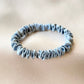 dusky blue mulberry silk satin skinny scrunchie  hair tie