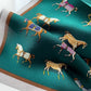 Equestrian print silk scarf - Emerald Green