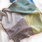 green grey geometric stripe print mulberry silk square scarf on a white background