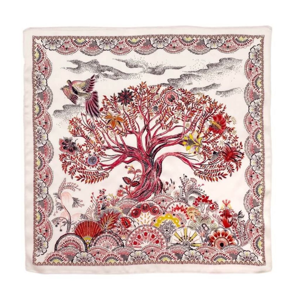 flat ivory beige mulberry silk square bandana scarf 