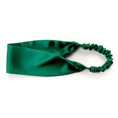 Handmade green mulberry silk headband by River Minami.