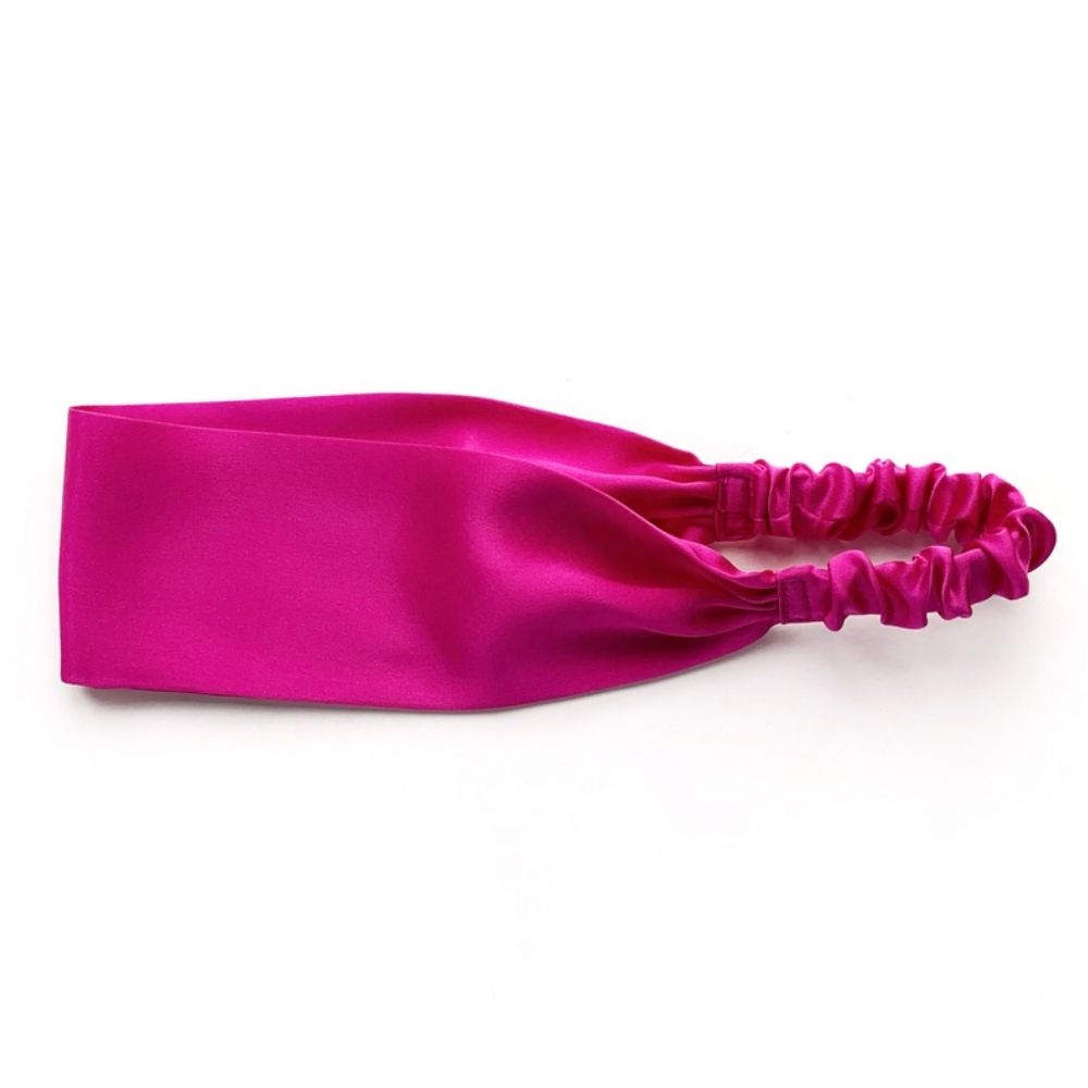 Handmade hot pink mulberry silk headband by River Minami.