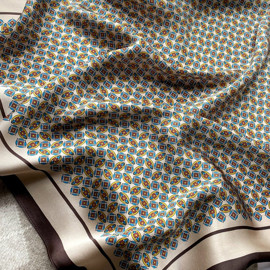 Metallic geometric pattern silk scarf - Gold