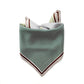 Geometric striped mulberry silk square scarf with green and white lines pattern on a white background