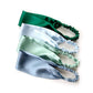 Handmade green blue mulberry silk headbands by River Minami.