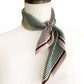 green stripes mulberry silk neckerchief with brown and beige border