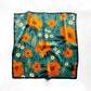 Green Orange Floral Silk Scarf - 53x53