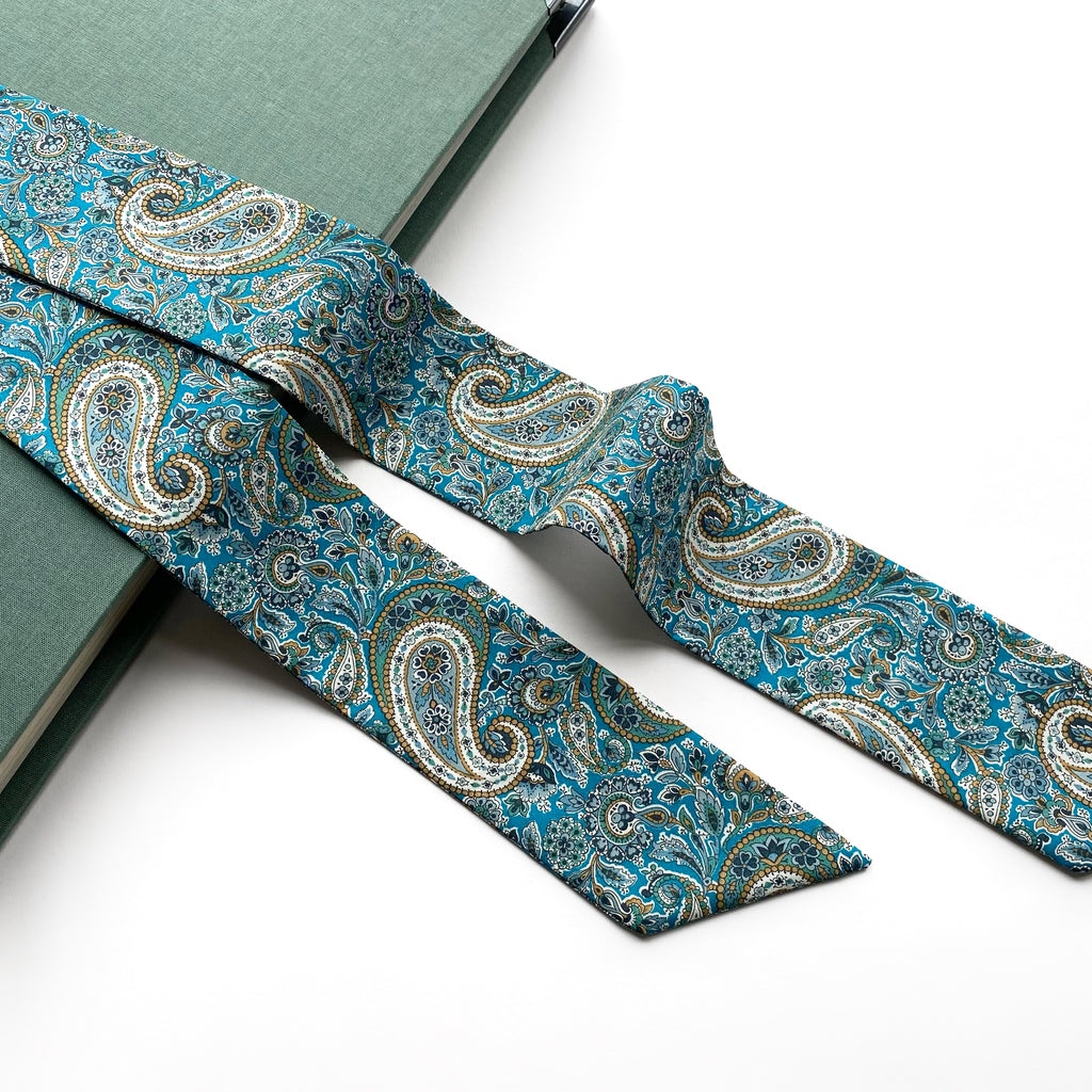 Liberty cotton skinny scarf - Green Paisley