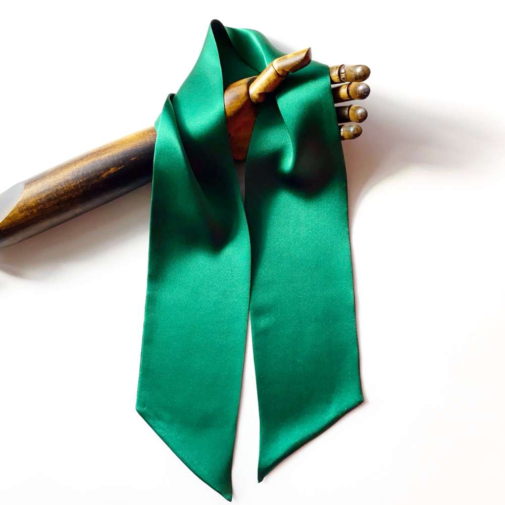 Long Silk Neck Scarf - Forest Green