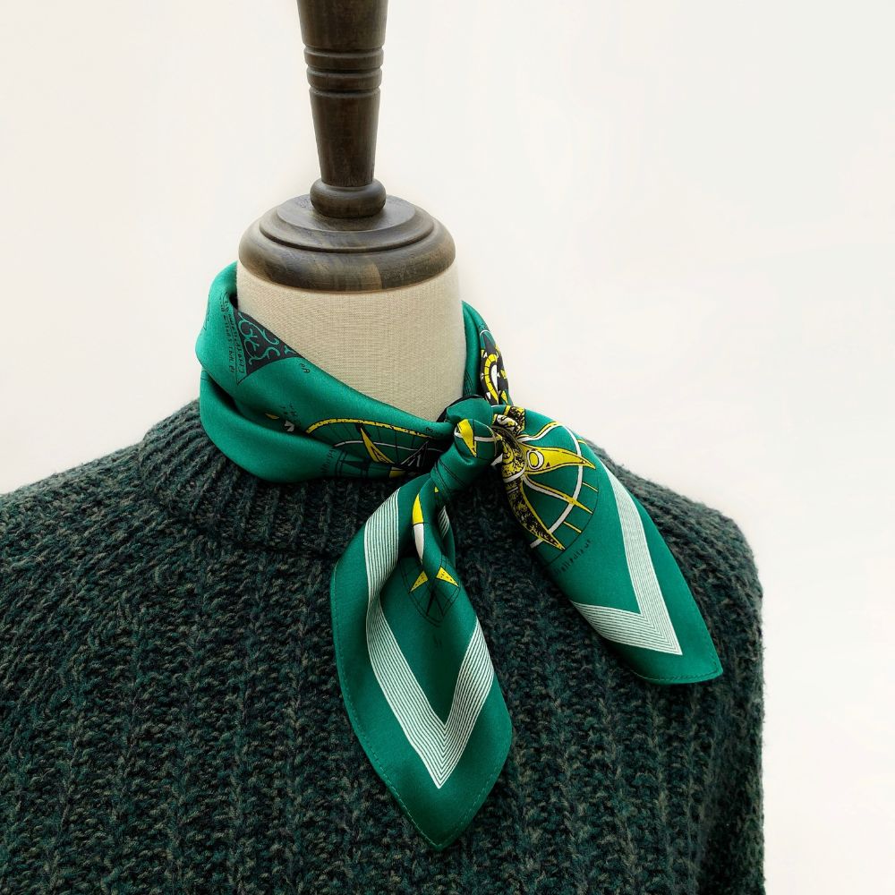 Bronze Compass Silk Scarf 53x53