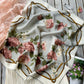 Rose Floral Mulberry Silk Crepe-de-Chine Scarf (65cm) - Light Grey