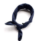 Navy blue floral patterned bandana on a white background