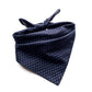 Navy blue bandana with white floral pattern on a white background
