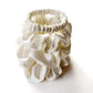 ivory cream mulberry silk satin scrunchies on a white background