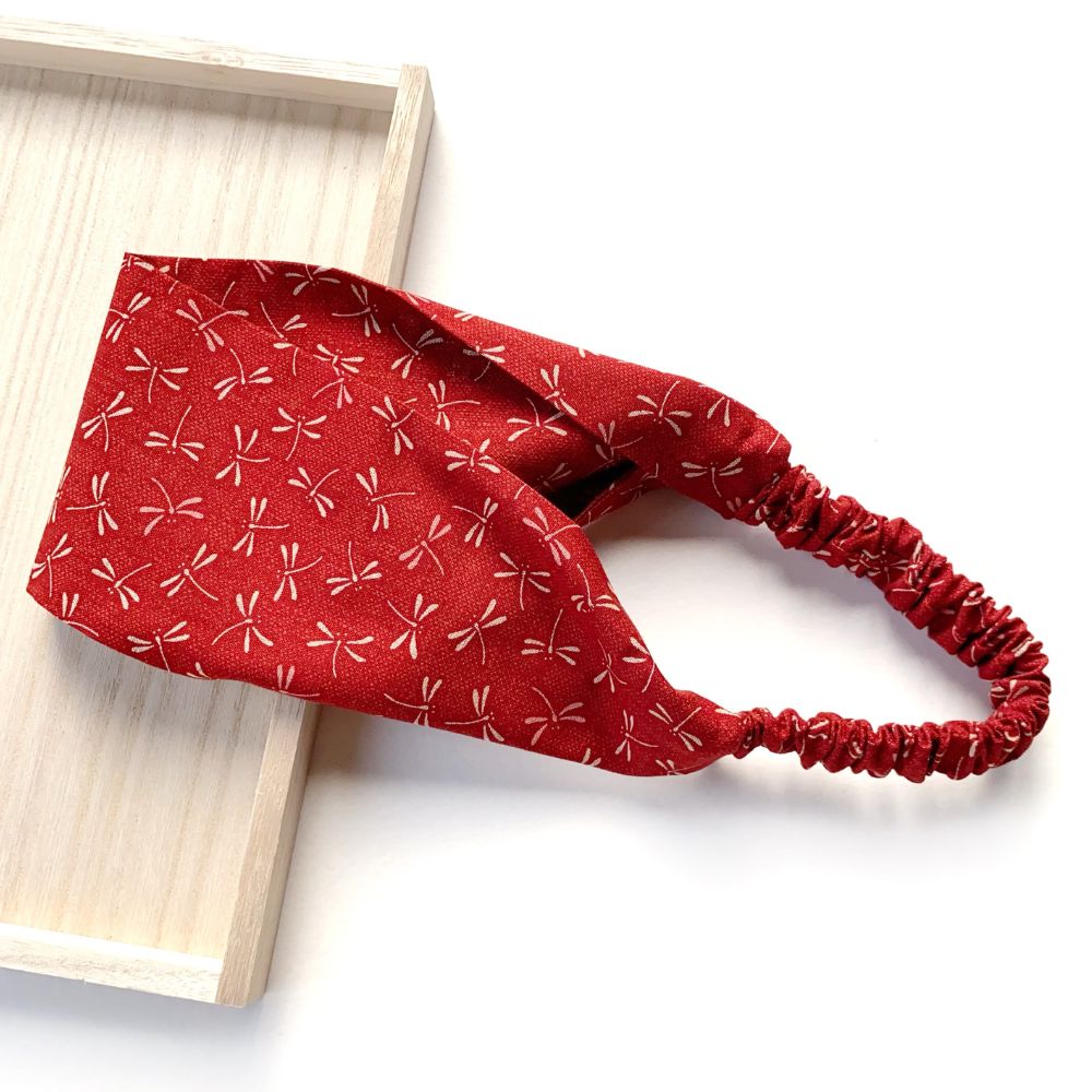 red dragonfly cotton headband