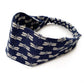 navy blue dragonfly pattern cotton headband