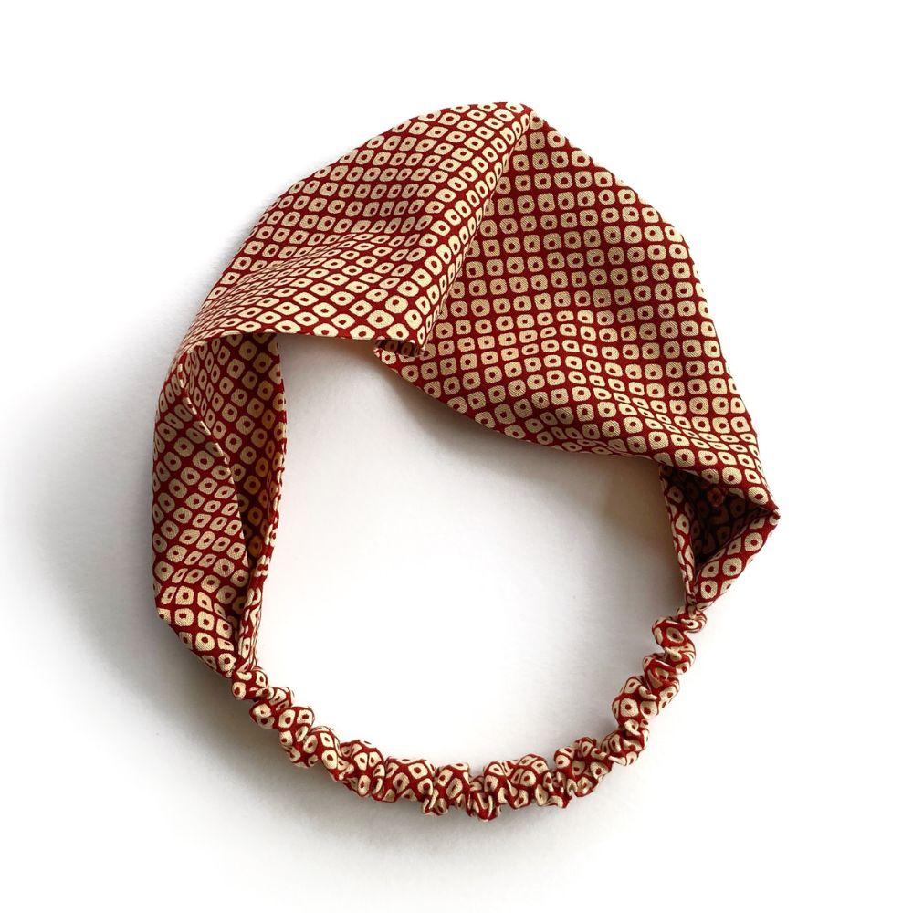 red geometric cotton headband