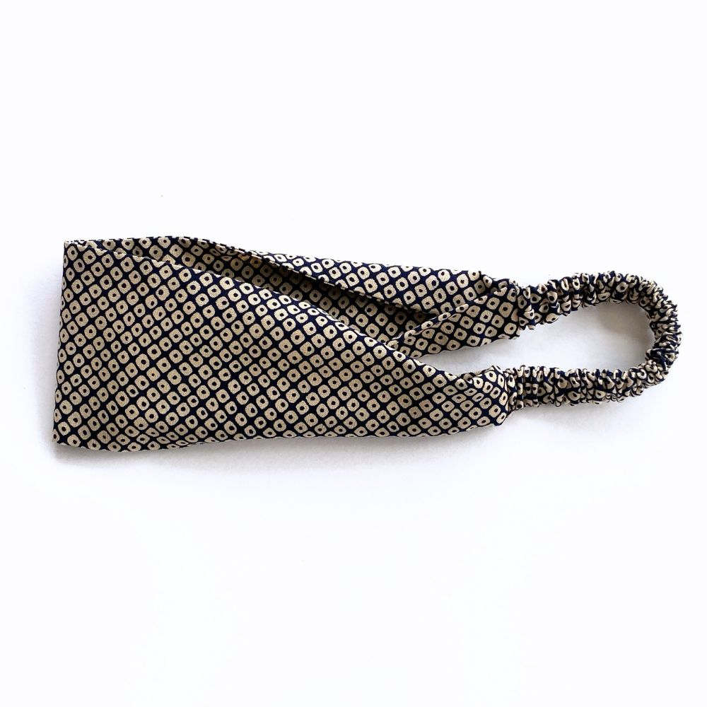 navy blue geometric print cotton headband