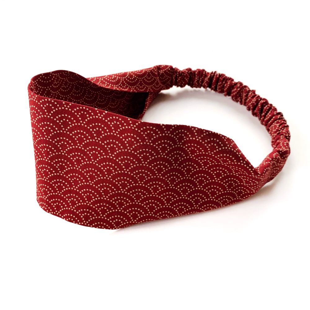 red wave print cotton headband