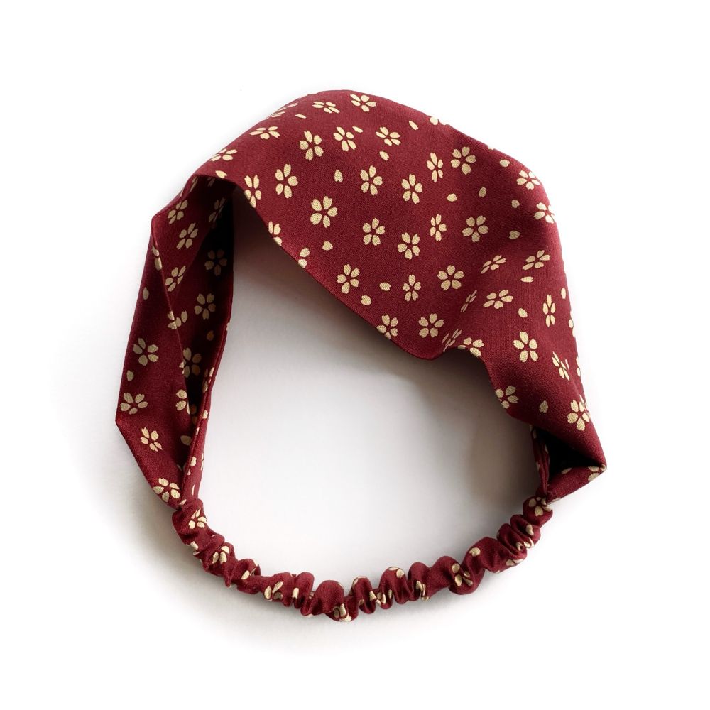 red cherry blossom print cotton headband