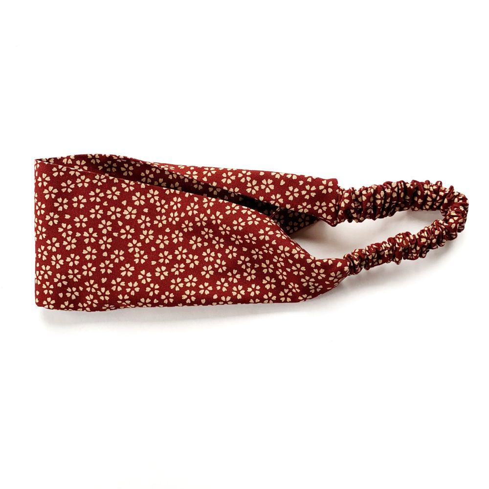 red cherry blossom cotton headband