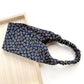 navy blue floral print cotton hair band