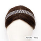 Navy cotton skinny headband with white pattern on a mannequin head against a white background