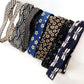set of Japanese patterned cotton skinny headbands on a white background 