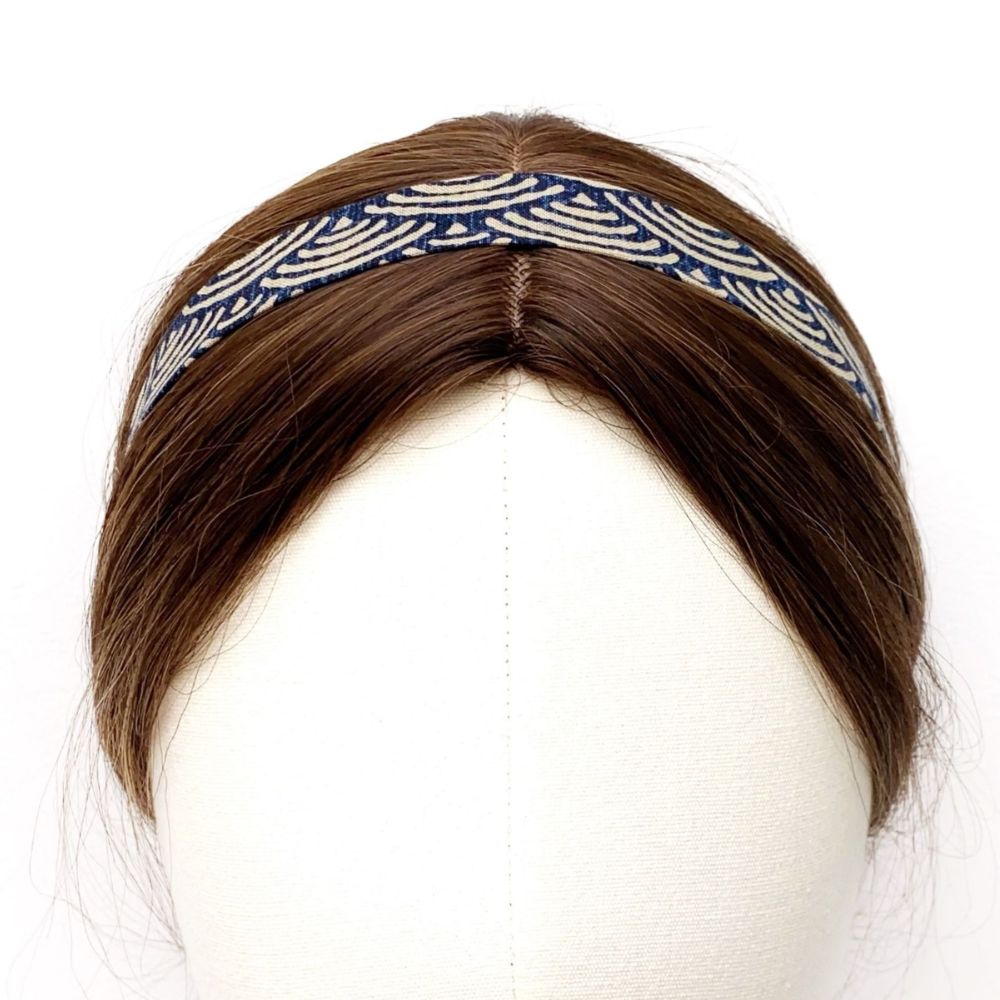 navy wave Japanese cotton Skinny headband