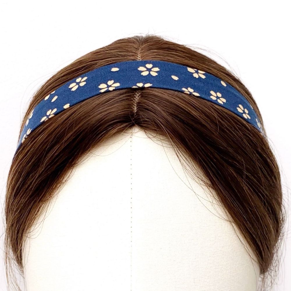 blue floral Japanese cotton Skinny headband
