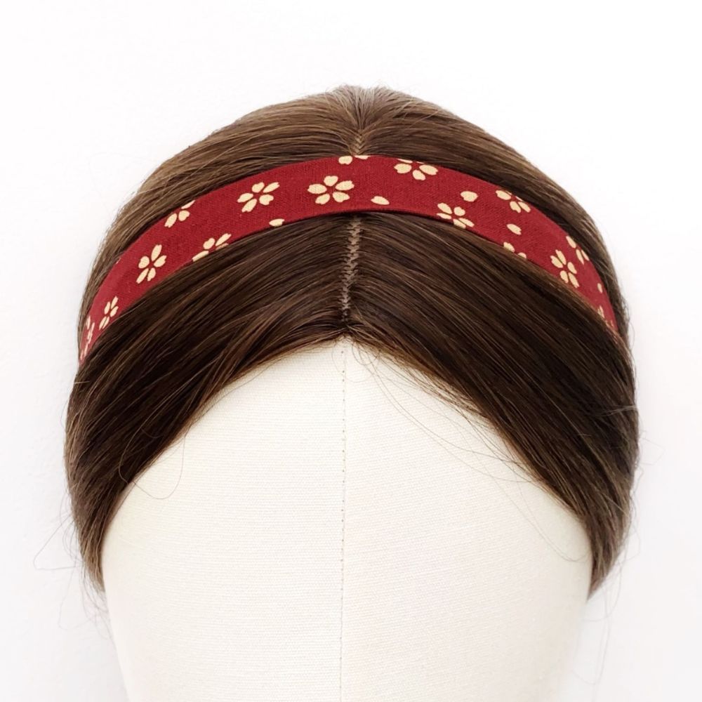 red floral print Japanese cotton Skinny headband