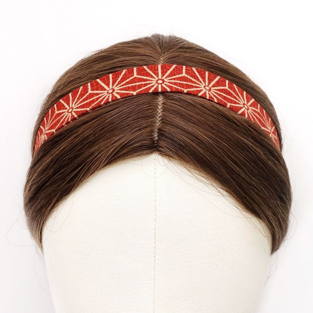 red hemp leaf Japanese cotton Skinny headband