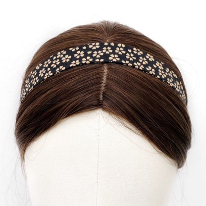 Black floral Japanese cotton Skinny headband