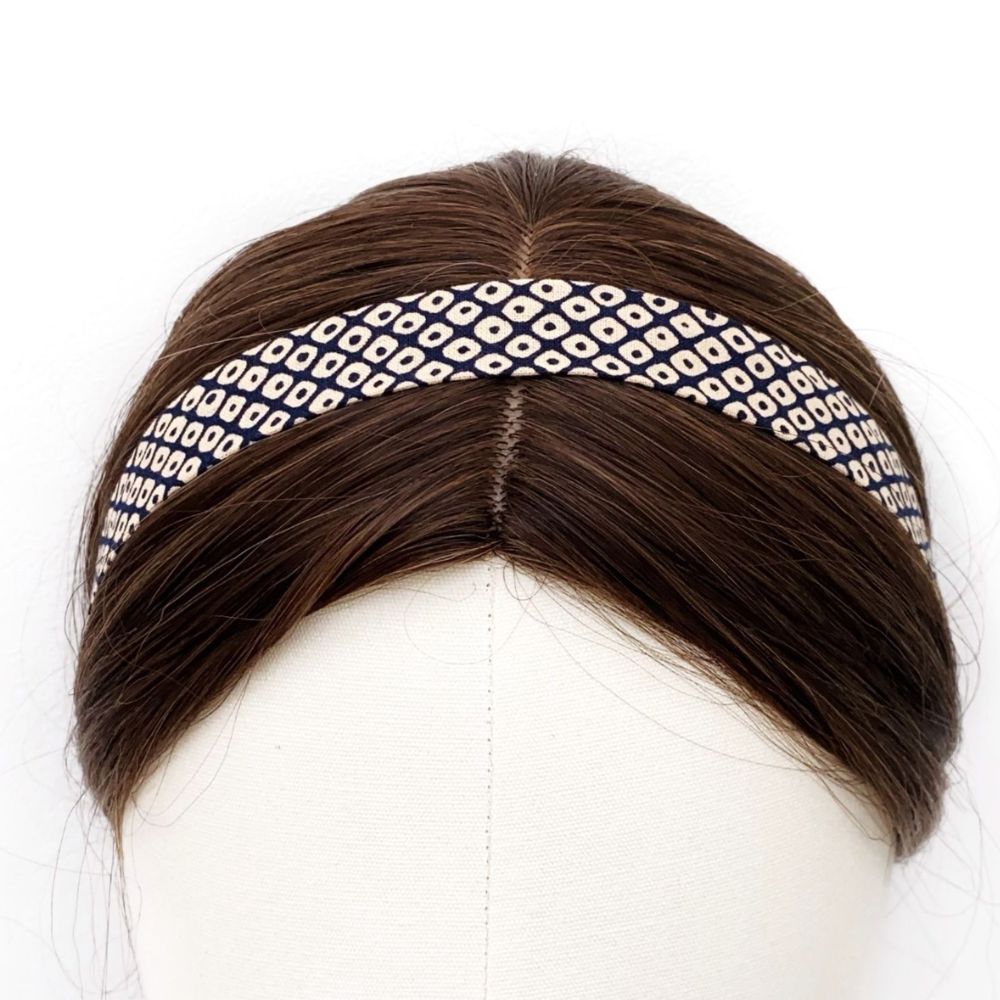 navy geometric Japanese cotton Skinny headband
