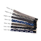 Set of Japanese patterned skinny cotton headbands with labels on a white background