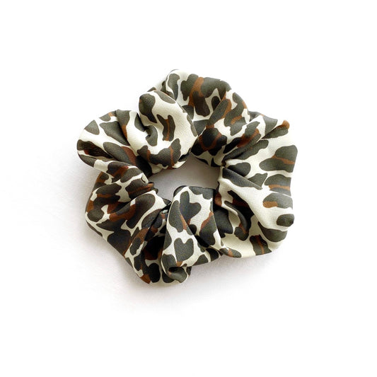 Leopard print silk scrunchie