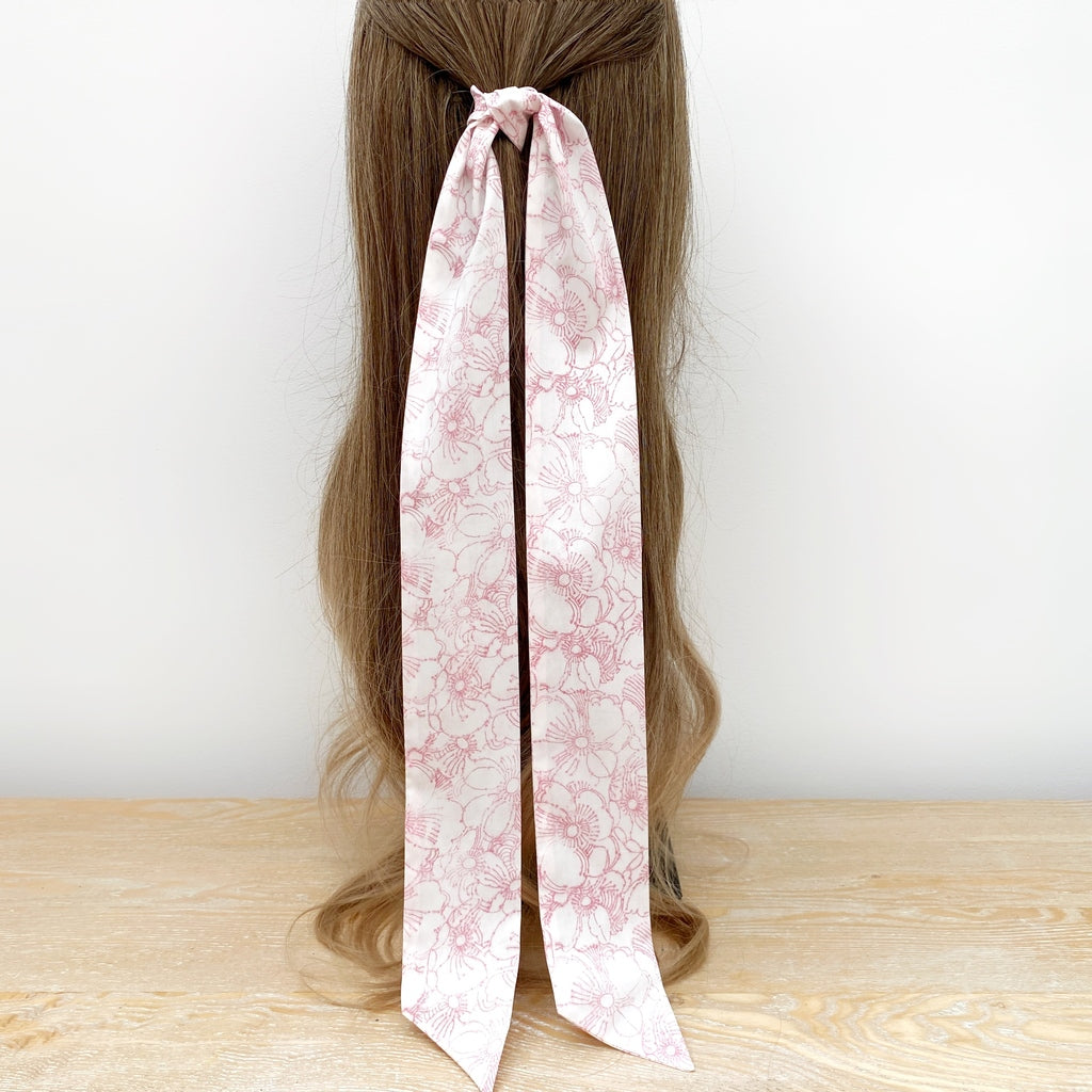 Liberty cotton skinny scarf - Pink Blossom