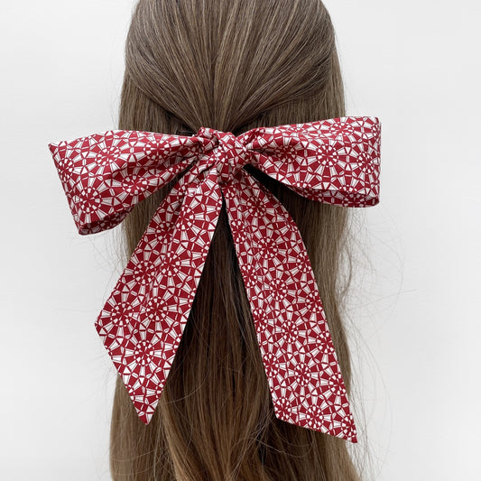 Liberty cotton skinny scarf - Red Geometric