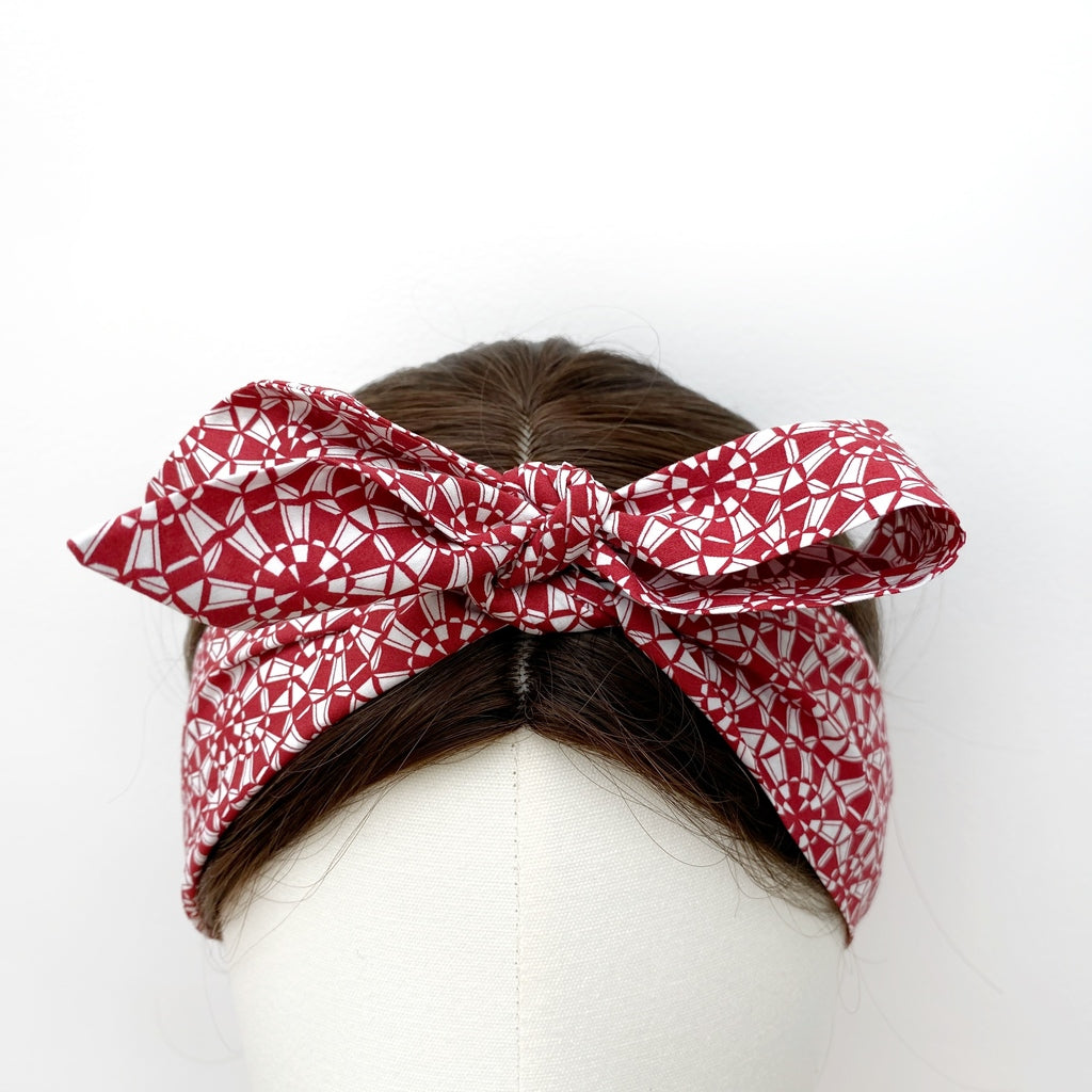 Liberty cotton skinny scarf - Red Geometric