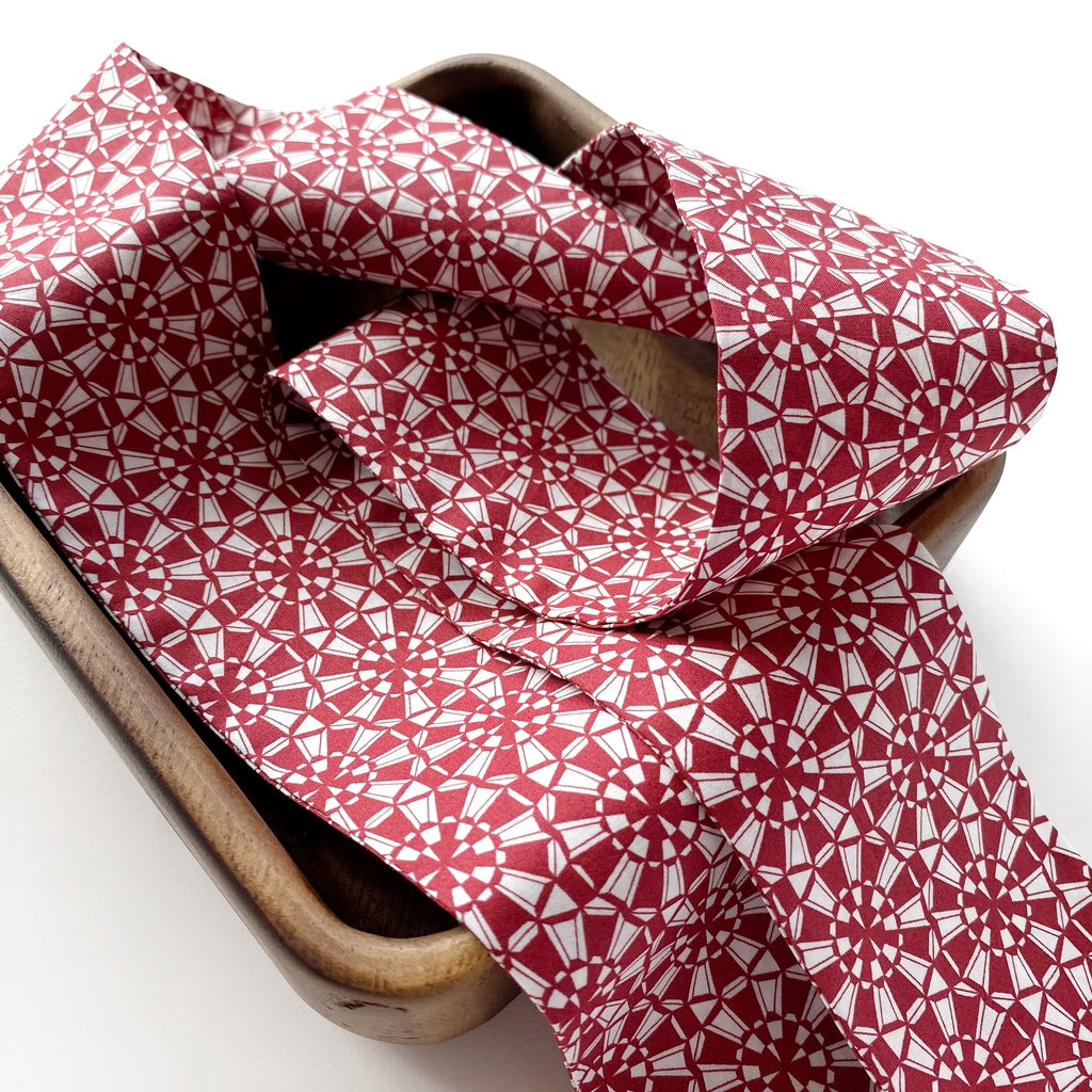 Liberty cotton skinny scarf - Red Geometric