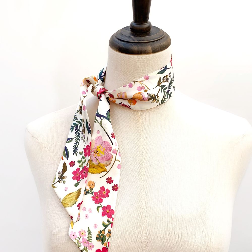 A floral liberty silk skinny neck scarf