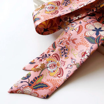 pink floral liberty london silk twilly scarf
