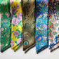 liberty silk twilly scarf in yellow, green and blue
