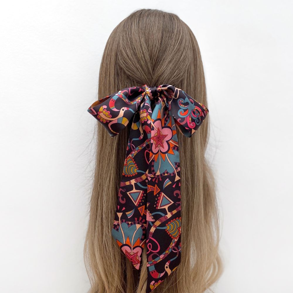 brown liberty london silk skinny hair scarf