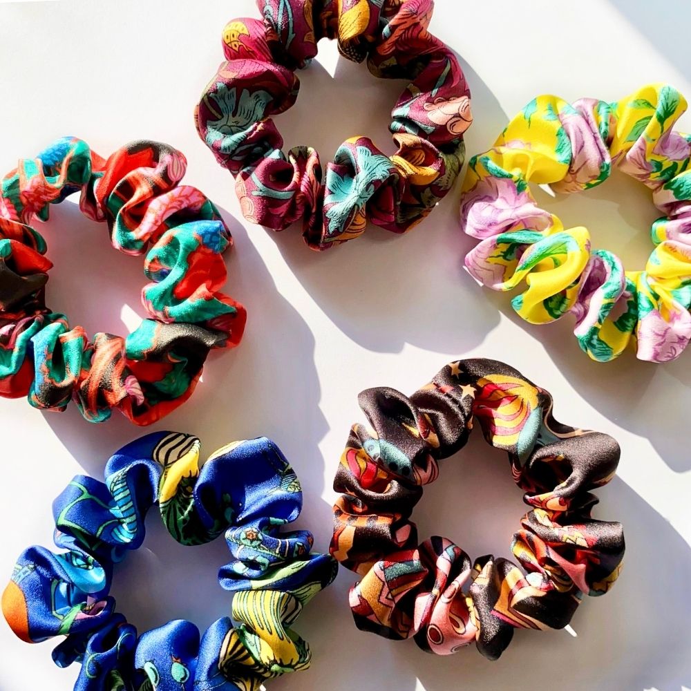 Liberty silk satin scrunchies, hair ties