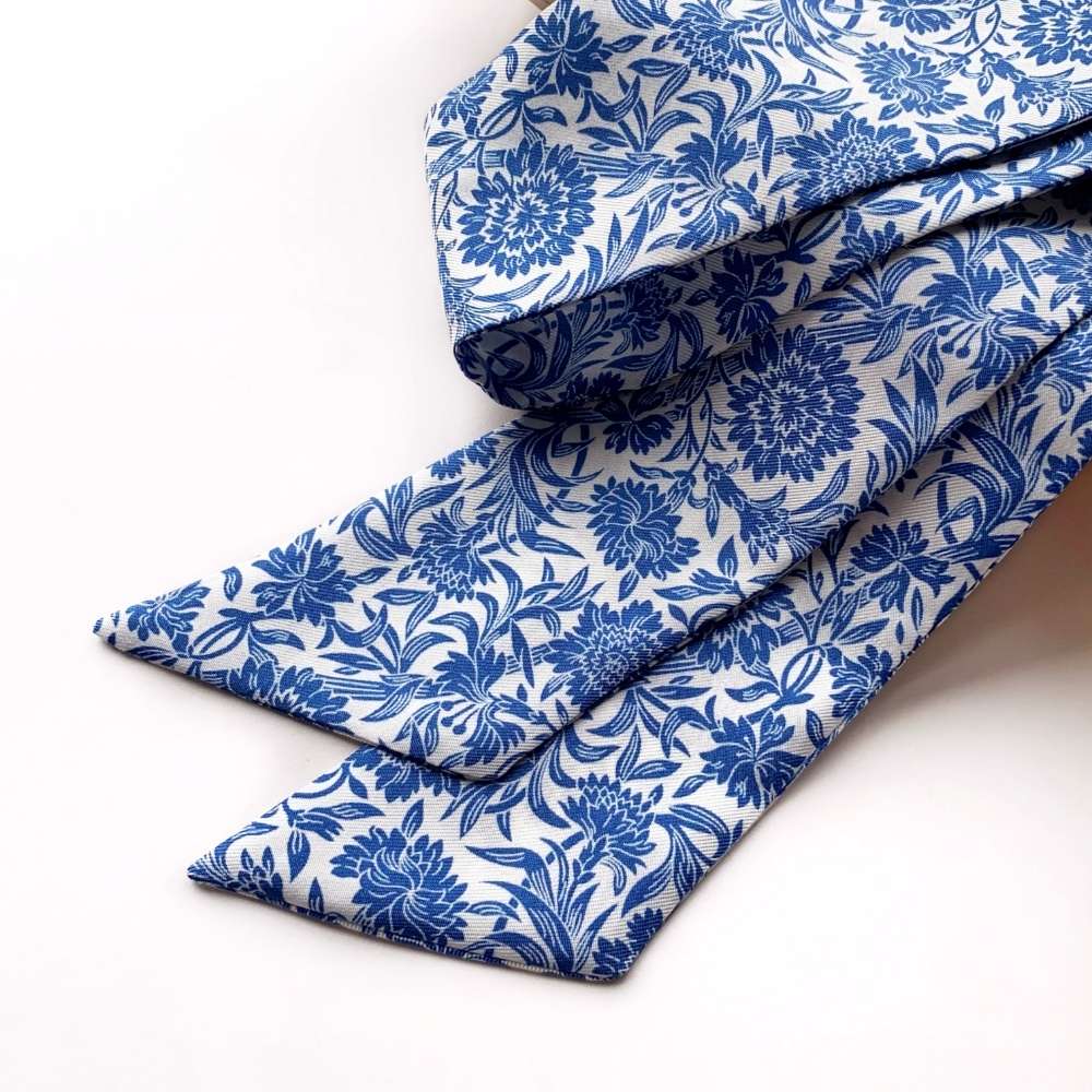 blue floral Liberty London silk twilly scarf