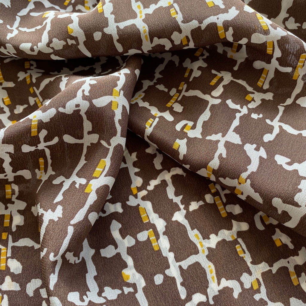 Light brown geometric print silk scarf