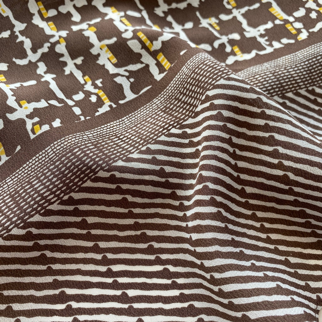 Light brown geometric print silk scarf