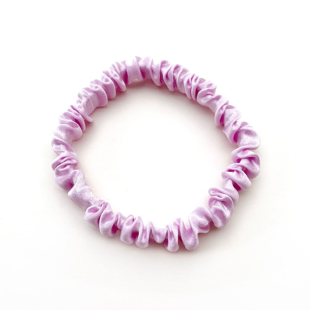 lilac mulberry silk satin skinny scrunchie  hair tie