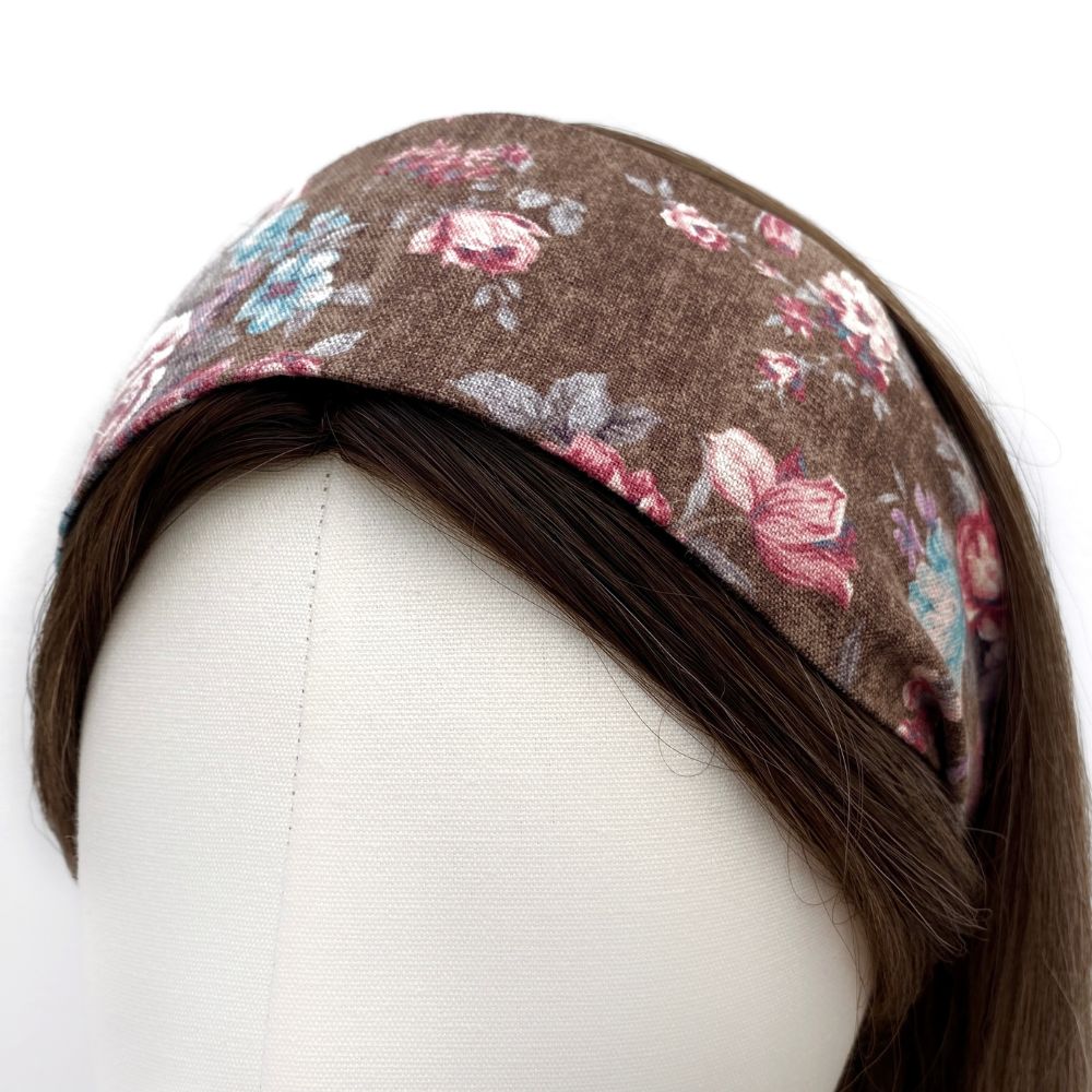 Chic Rose Headband - Brown
